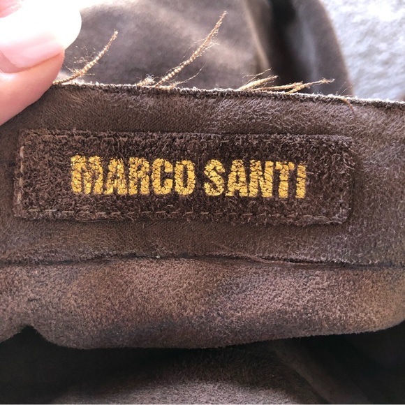 EUC Marco Santi tall knee high medium brown suede boot with buckle wedges 8.5 - Picture 8 of 10